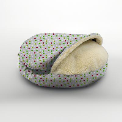 Show full view: Snoozer Pet Products Indoor/Outdoor Holiday Print Round Cozy Cave Dog Bed, Holiday Dots, Small slide 3 of 6