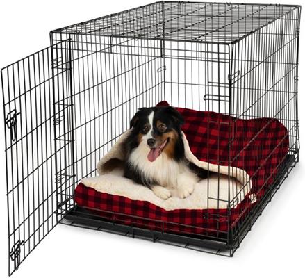 Show full view: Snoozer Pet Products Indoor/Outdoor Holiday Print Cozy Cave Crate Dog Bed, Buffalo Check, Large slide 3 of 5