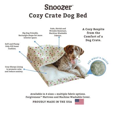 Show full view: Snoozer Pet Products Indoor/Outdoor Holiday Print Cozy Cave Crate Dog Bed, Pedigree Red, Medium slide 2 of 5