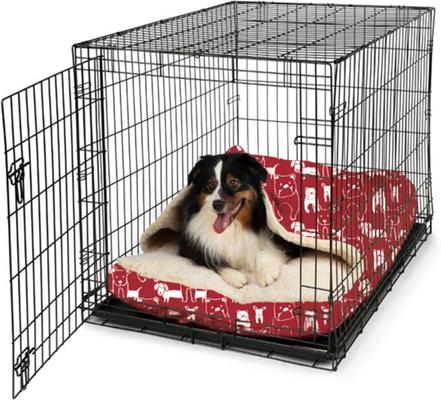 Show full view: Snoozer Pet Products Indoor/Outdoor Holiday Print Cozy Cave Crate Dog Bed, Pedigree Red, Medium slide 3 of 5