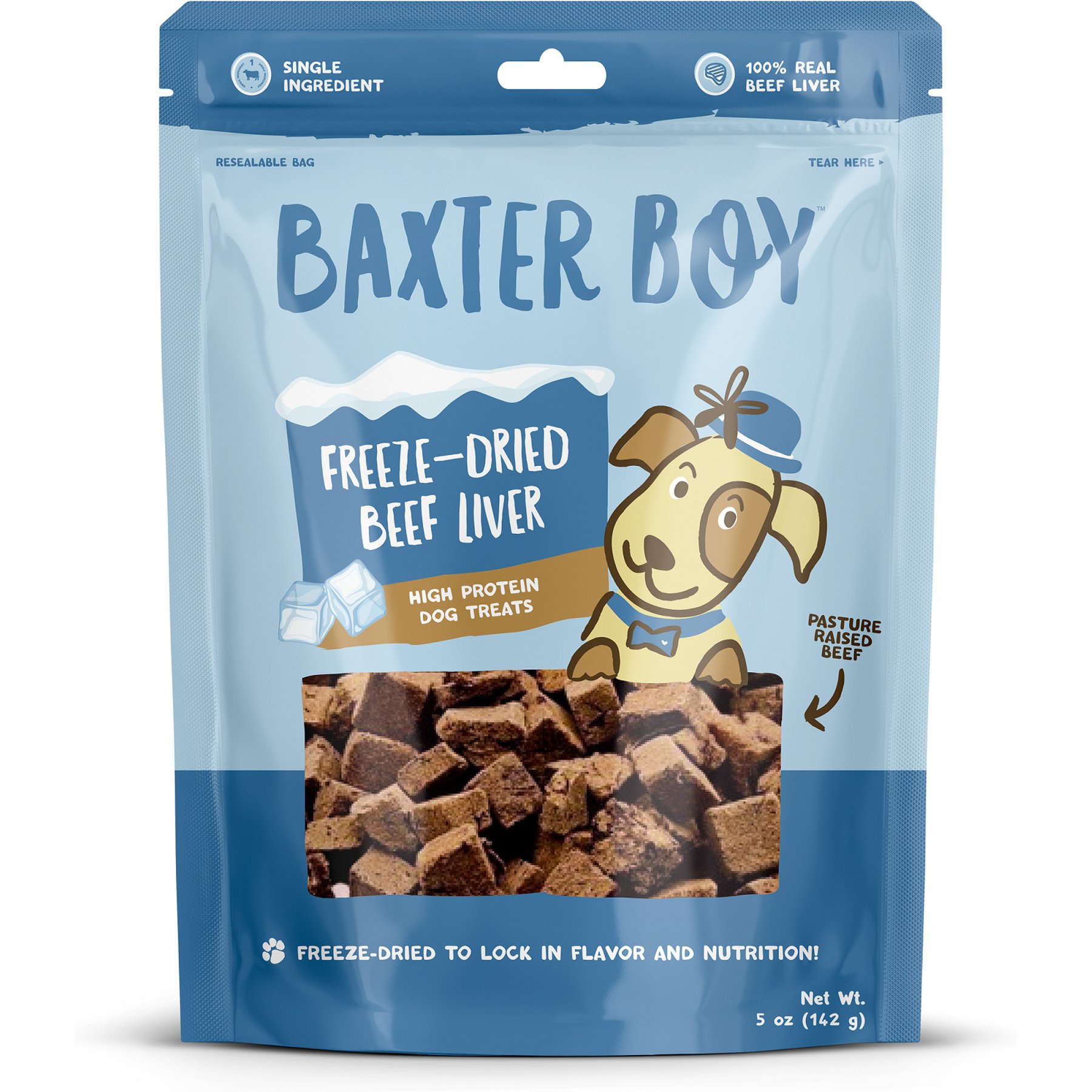 Baxter Boy Freeze-Dried Beef Liver Dog Chew Treats, 5-oz bag
