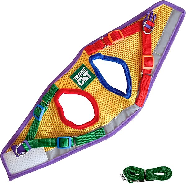 Show full view: Travel Cat The True Adventurer Reflective Cat & Kitten Harness & Leash, Rainbow, Large slide 6 of 9