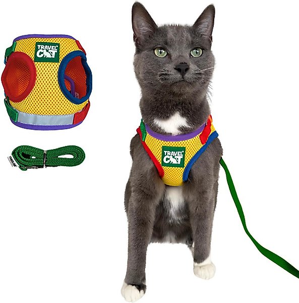Show full view: Travel Cat The True Adventurer Reflective Cat & Kitten Harness & Leash, Rainbow, Large slide 1 of 9