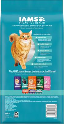 Show full view: Iams ProActive Health Adult Indoor Weight & Hairball Care with Salmon Dry Cat Food, 3.5-lb bag slide 3 of 10