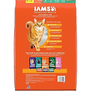 Iams ProActive Health Adult Hairball Care with Chicken & Salmon Dry Cat Food, 16-lb bag
