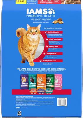 Show full view: Iams Proactive Health Healthy Enjoyment Immune Support Chicken & Beef Adult Dry Cat Food, 15-lb bag slide 3 of 10