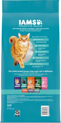 Show full view: Iams ProActive Health Adult Indoor Weight & Hairball Care with Salmon Dry Cat Food, 7-lb bag slide 3 of 10