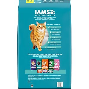 Iams Proactive Health Indoor Weight & Hairball Care Chicken & Turkey Recipe Dry Cat Food, 22-lb bag