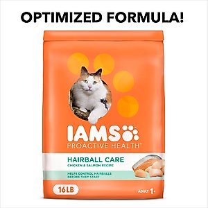 Iams ProActive Health Adult Hairball Care with Chicken & Salmon Dry Cat Food, 16-lb bag