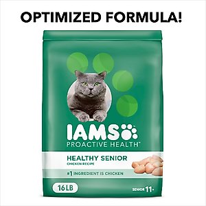 Iams Proactive Health Healthy Senior Chicken Recipe Dry Cat Food, 16-lb bag