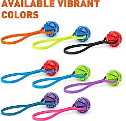 Dogline Spiral Ball with Handle Dog Toy, Blue/Yellow, 2-in slide 2 of 8