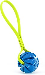 Dogline Spiral Ball with Handle Dog Toy, Blue/Yellow, 2-in