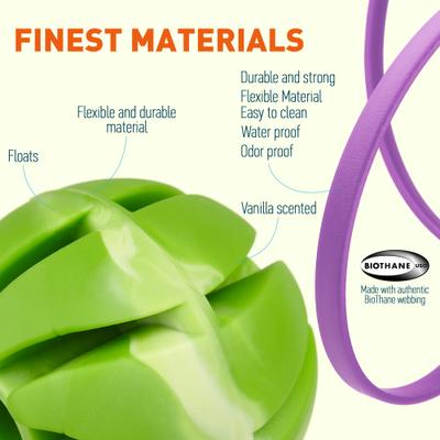 Show full view: Dogline Spiral Ball with Handle Dog Toy, Green/Purple, 2.75-in slide 2 of 8