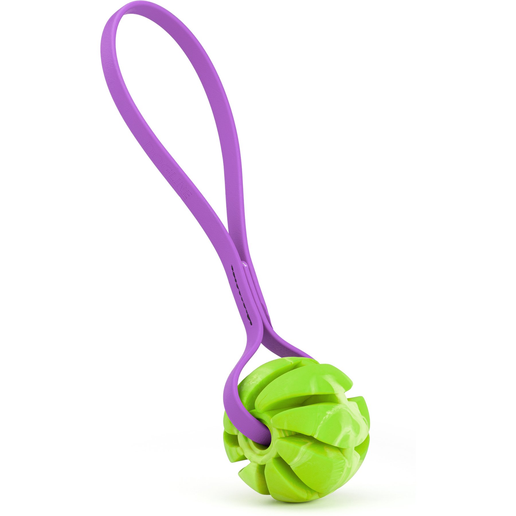 Dogline Spiral Ball with Handle Dog Toy, Green/Purple, 2.75-in