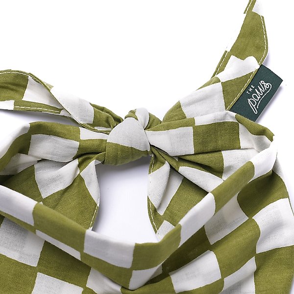 Show full view: The Paws Checkmate Dog Bandana, Green, Small slide 5 of 7