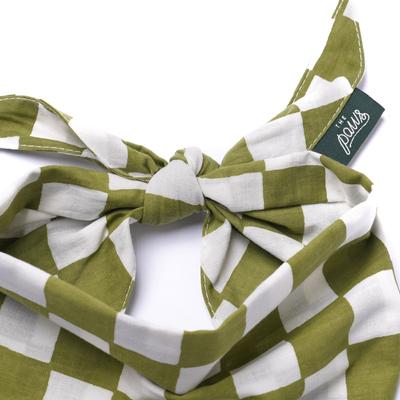 Show full view: The Paws Checkmate Dog Bandana, Green, Small slide 6 of 8