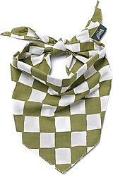 The Paws Checkmate Dog Bandana, Green, Small