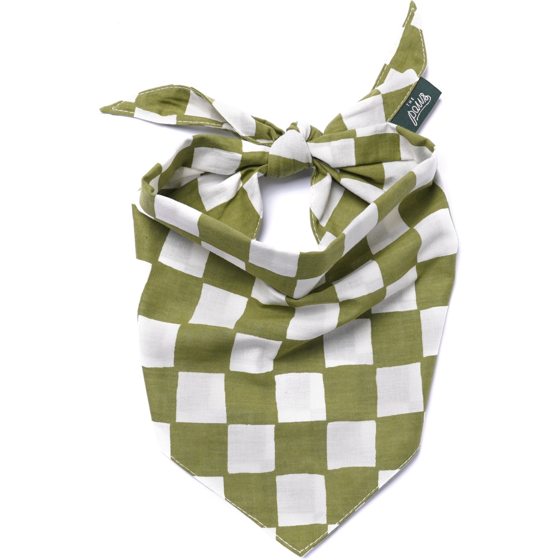 The Paws Checkmate Dog & Cat Bandana, Green, X-Large