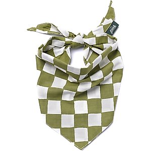 The Paws Checkmate Dog Bandana, Green, Small