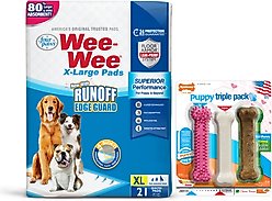 Wee-Wee Puppy Pee Pads, 28 x 34-in + Nylabone Puppy Chew Toy