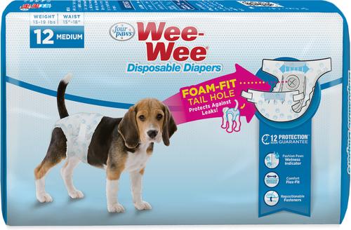 Show full view: Wee-Wee Disposable Doggie Diapers, Medium, 12 count + Absorbent Dog Pads, 22" x 23", 50 count slide 2 of 11