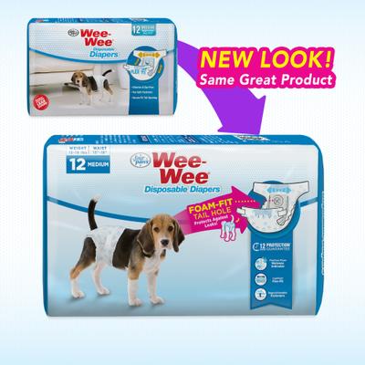 Show full view: Wee-Wee Disposable Doggie Diapers, Medium, 12 count + Absorbent Dog Pads, 22" x 23", 50 count slide 3 of 11