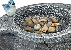 Sunnydaze Decor Bird Bath with Feeder Compartment, Grey slide 2 of 9