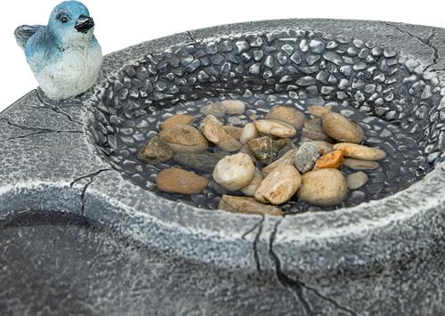 Show full view: Sunnydaze Decor Bird Bath with Feeder Compartment, Grey slide 5 of 9