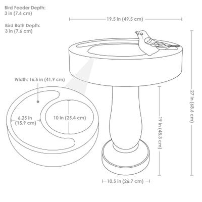 Show full view: Sunnydaze Decor Bird Bath with Feeder Compartment, Grey slide 9 of 9