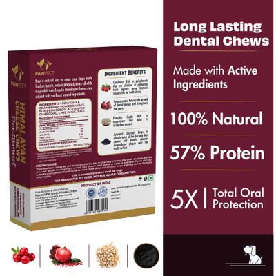 Show full view: Pawfect Dentamust Himalayan Cheese Chews Large All Natural High-Protein Grain-Free with Cranberry Pomengranate Pumpkin seeds & Activated Charcoal Dental Dog Treats, 3 count slide 3 of 9