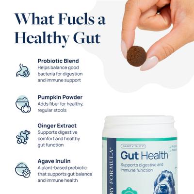 Show full view: Veterinary Formula Smart Vitality Pork Flavor Soft Chew Gut Health Supplement for Dogs, 60 count slide 4 of 11