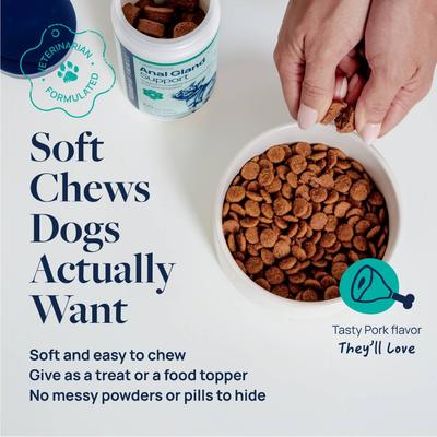 Show full view: Veterinary Formula Smart Vitality Pork Flavor Soft Chew Anal Gland Support Supplement for Dogs, 60 count slide 6 of 11