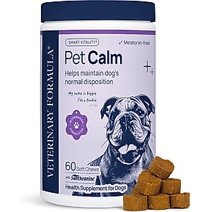 Veterinary Formula Smart Vitality Pork Flavor Soft Chew Pet Calm Supplement for Dogs, 60 count
