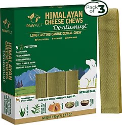 Pawfect Dentamust Himalayan Cheese Chews Medium All Natural High-Protein Grain-Free with Aloe Vera Green Tea Extract Honey Fennel & Sesame Seeds Dental Dog Treats, 3 count