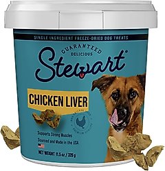 Stewart Chicken Liver Single Ingredient Freeze-Dried Raw Dog Treats, 11.5-oz tub