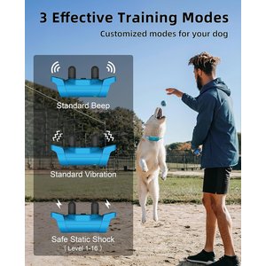 Bousnic 4000FT Extra Long Remote Range Waterproof Rechargeable Electronic Training Dog Collar, Bright Blue