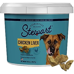 Stewart Chicken Liver Single Ingredient Freeze-Dried Raw Dog Treats, 16.8-oz tub