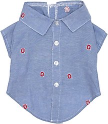The License House Ohio State Chambray Block O Dog Shirt, Blue, Small