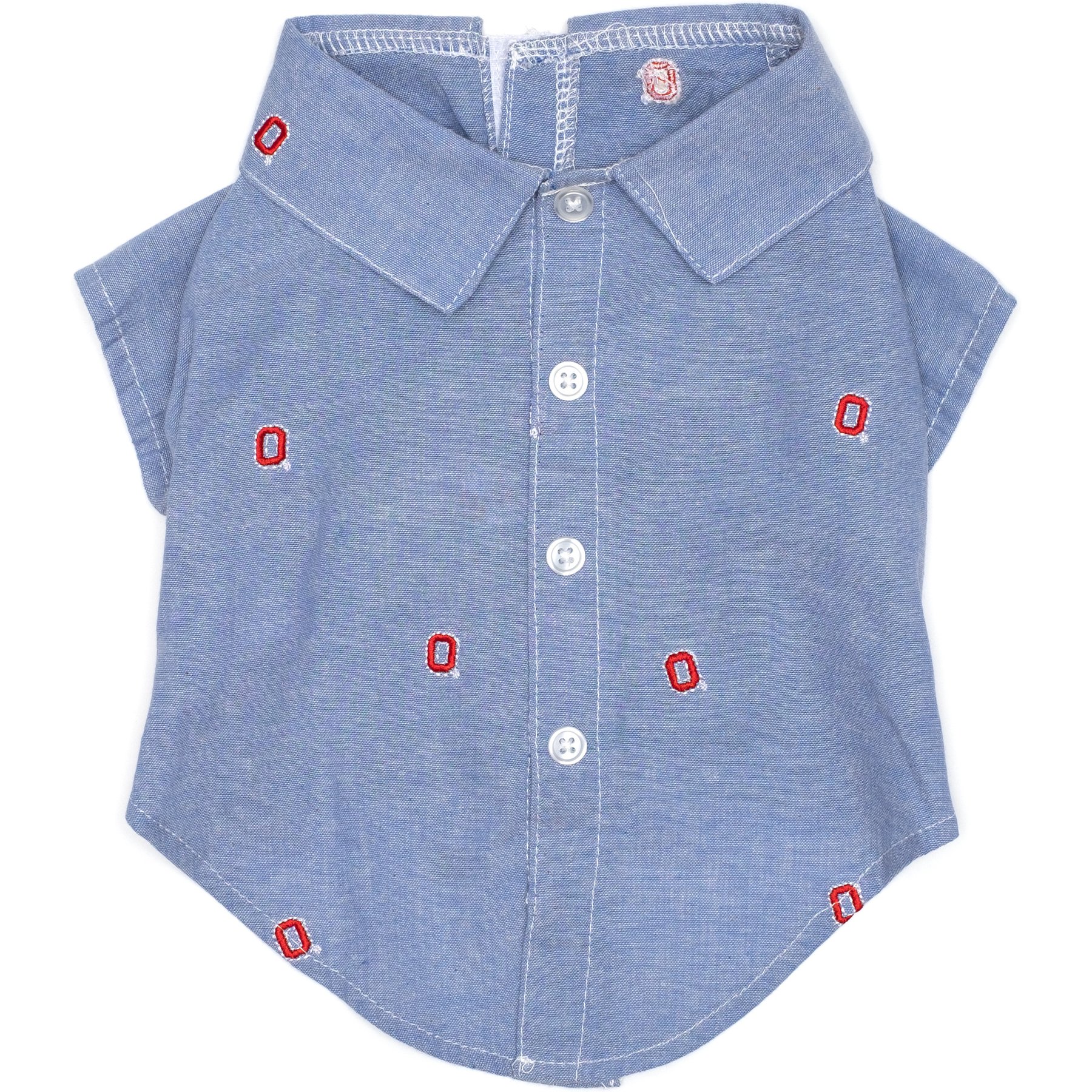 The License House Ohio State Chambray Block O Dog Shirt, Blue, Medium