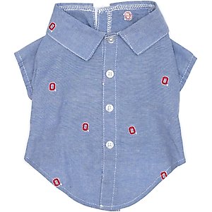 The License House Ohio State Chambray Block O Dog Shirt, Blue, XX-Large