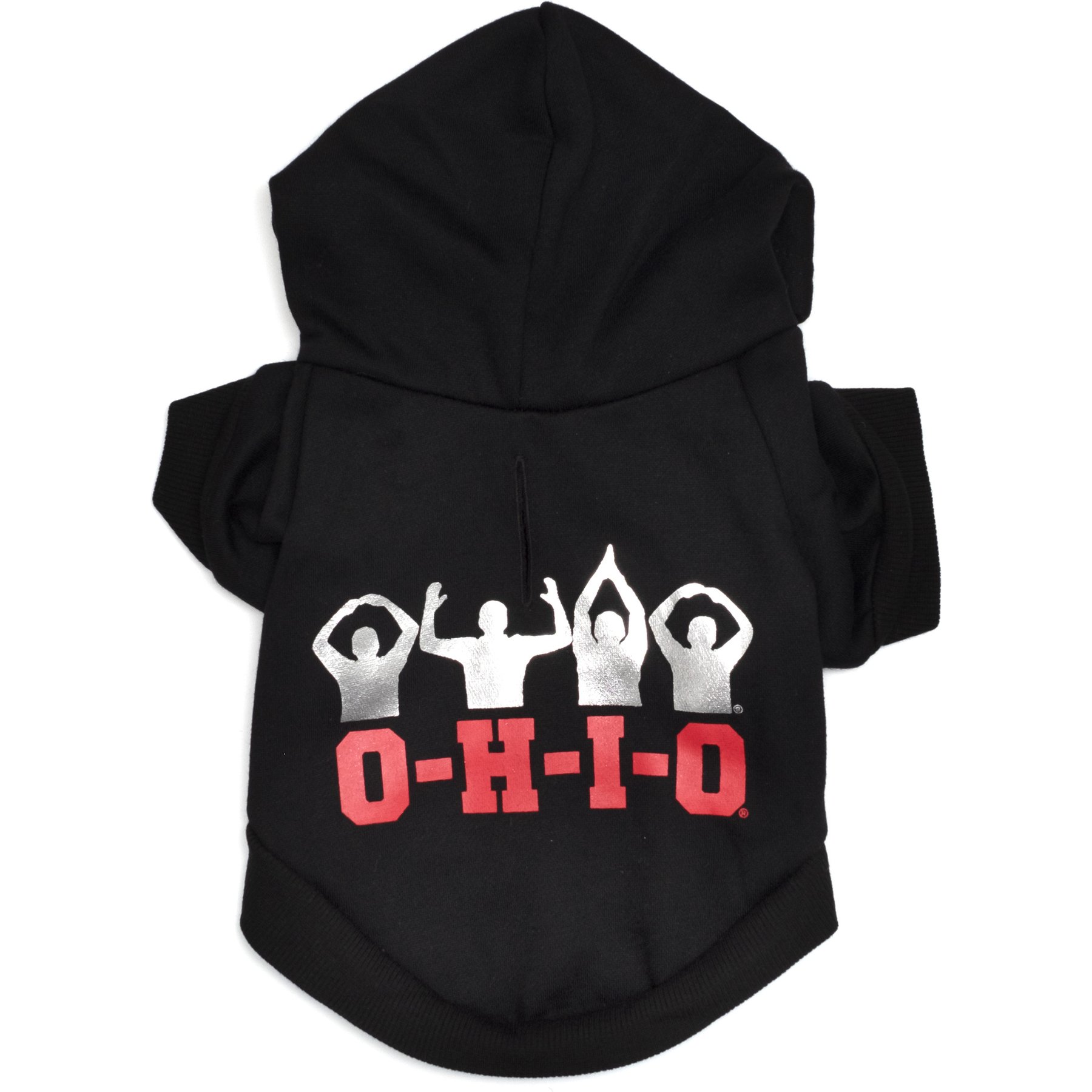 The License House Ohio State O-H-I-O Silhouette Dog Hoodie, Black, Large