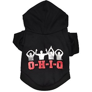 The License House Ohio State O-H-I-O Silhouette Dog Hoodie, Black, XX-Large