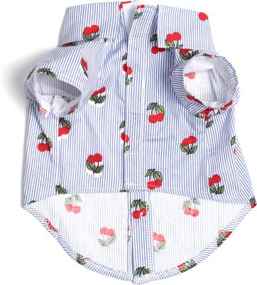 Show full view: The Worthy Dog Cherries Dog Shirt, Blue/White, Small slide 4 of 4