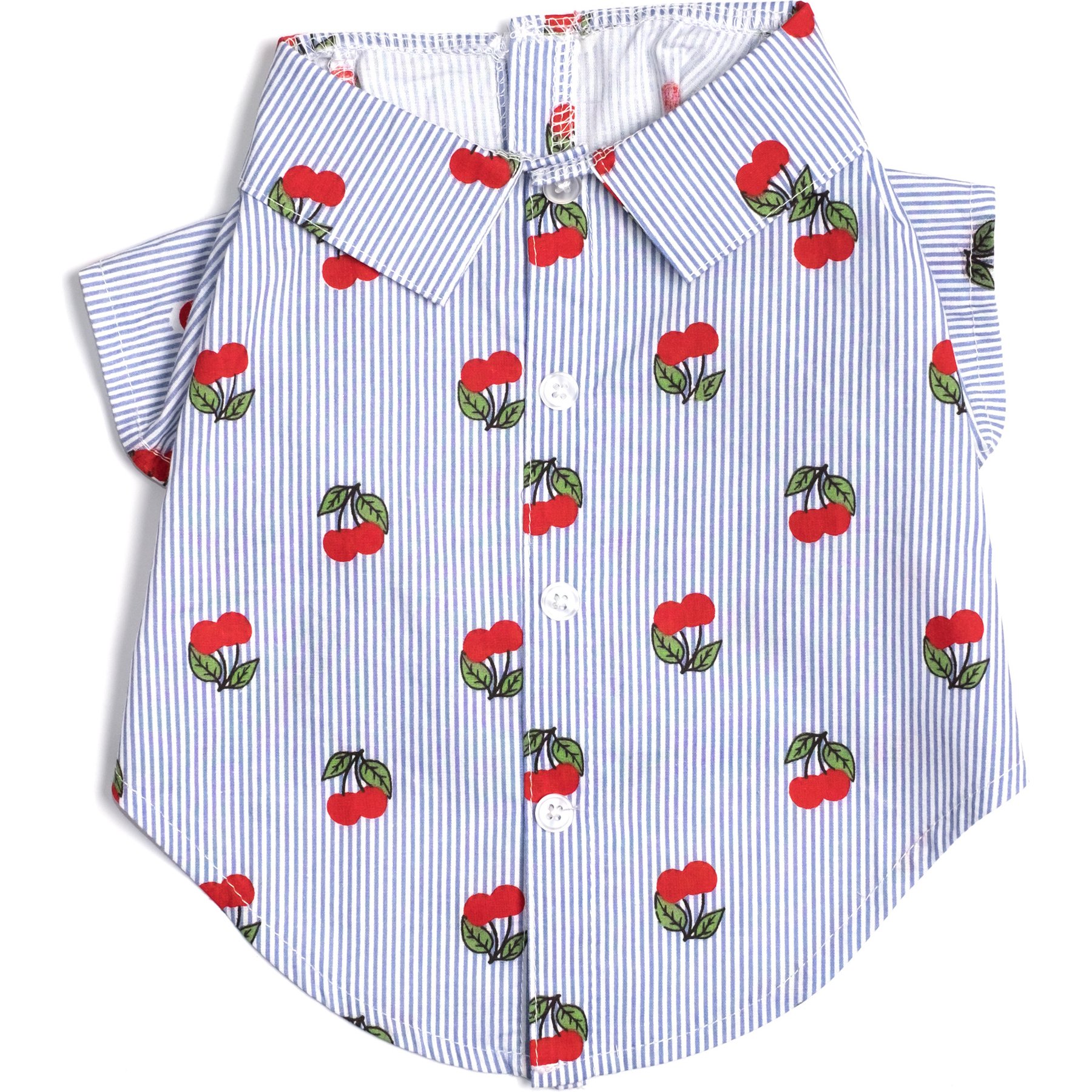 The Worthy Dog Cherries Dog Shirt, Blue/White, X-Small