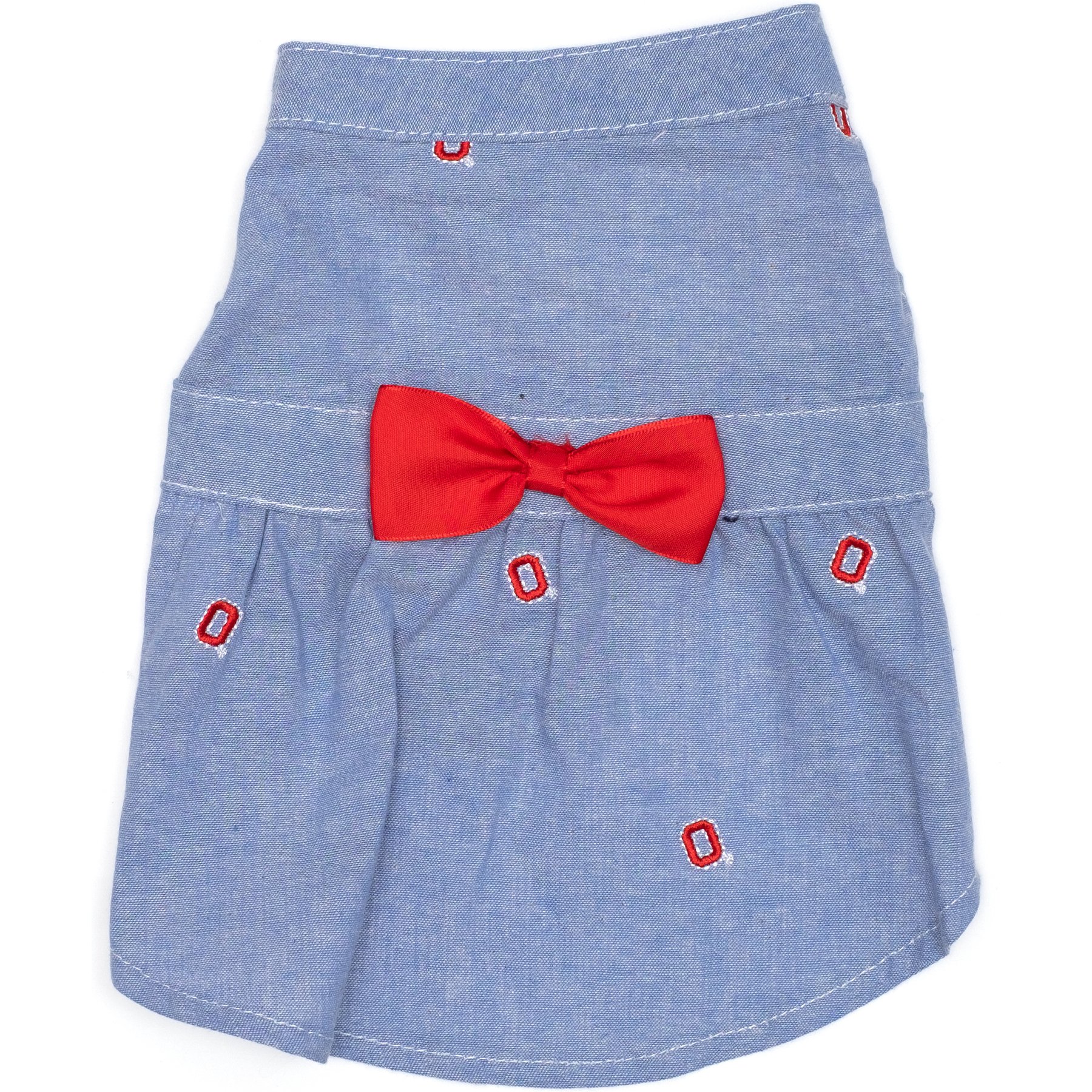 The License House Ohio State Chambray Block O Dog Dress, Blue, XX-Large