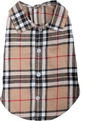 The Worthy Dog Tan Plaid Dog Shirt, Tan, Large