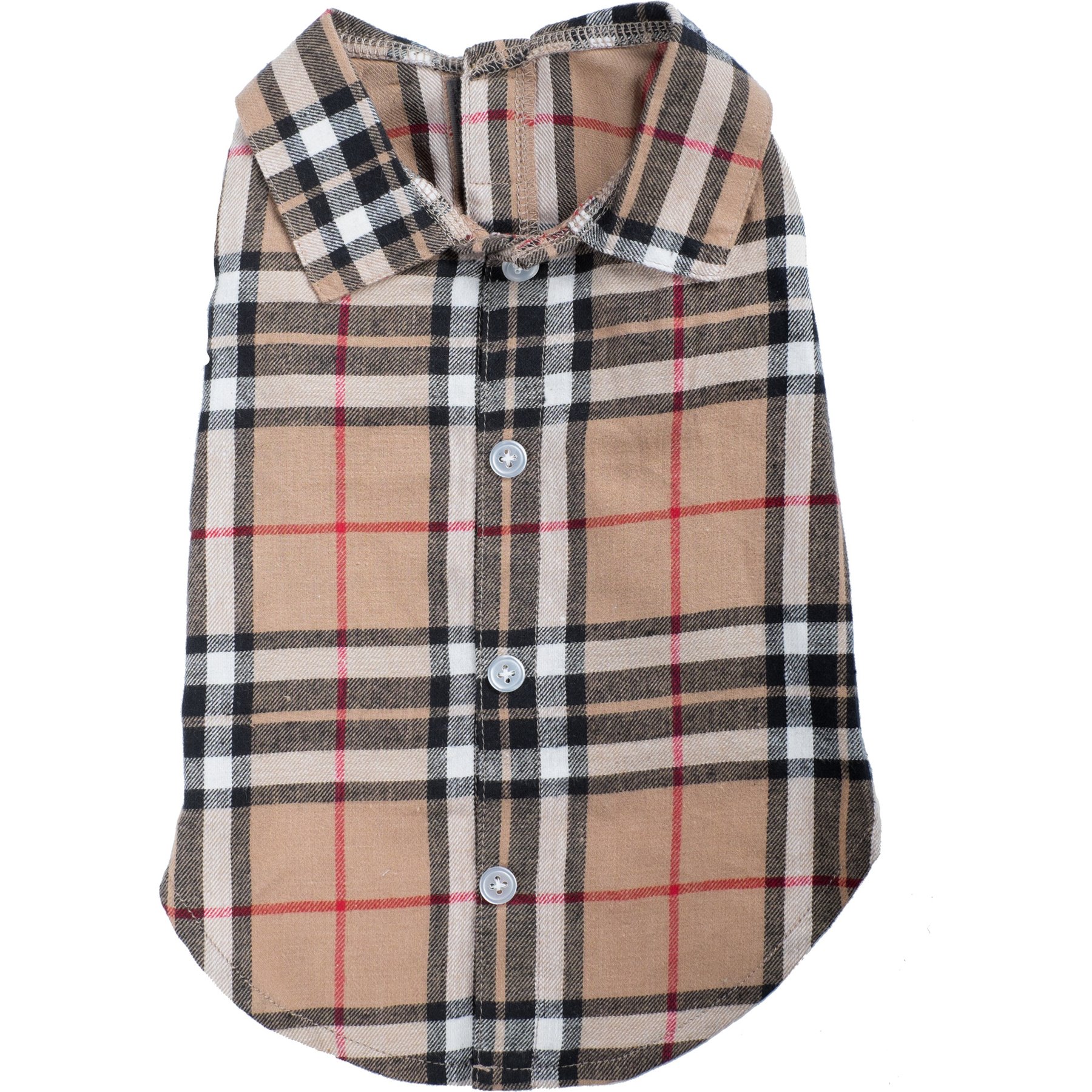 The Worthy Dog Tan Plaid Dog Shirt, Tan, X-Small