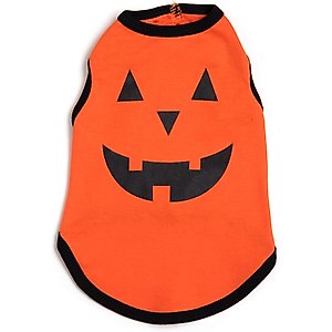 The Worthy Dog Pumpkin Tee Dog Shirt, Orange, Small