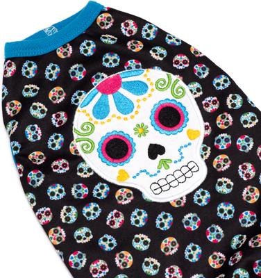 Show full view: The Worthy Dog Skeletons Tee Dog Shirt, Black, X-Small slide 2 of 3