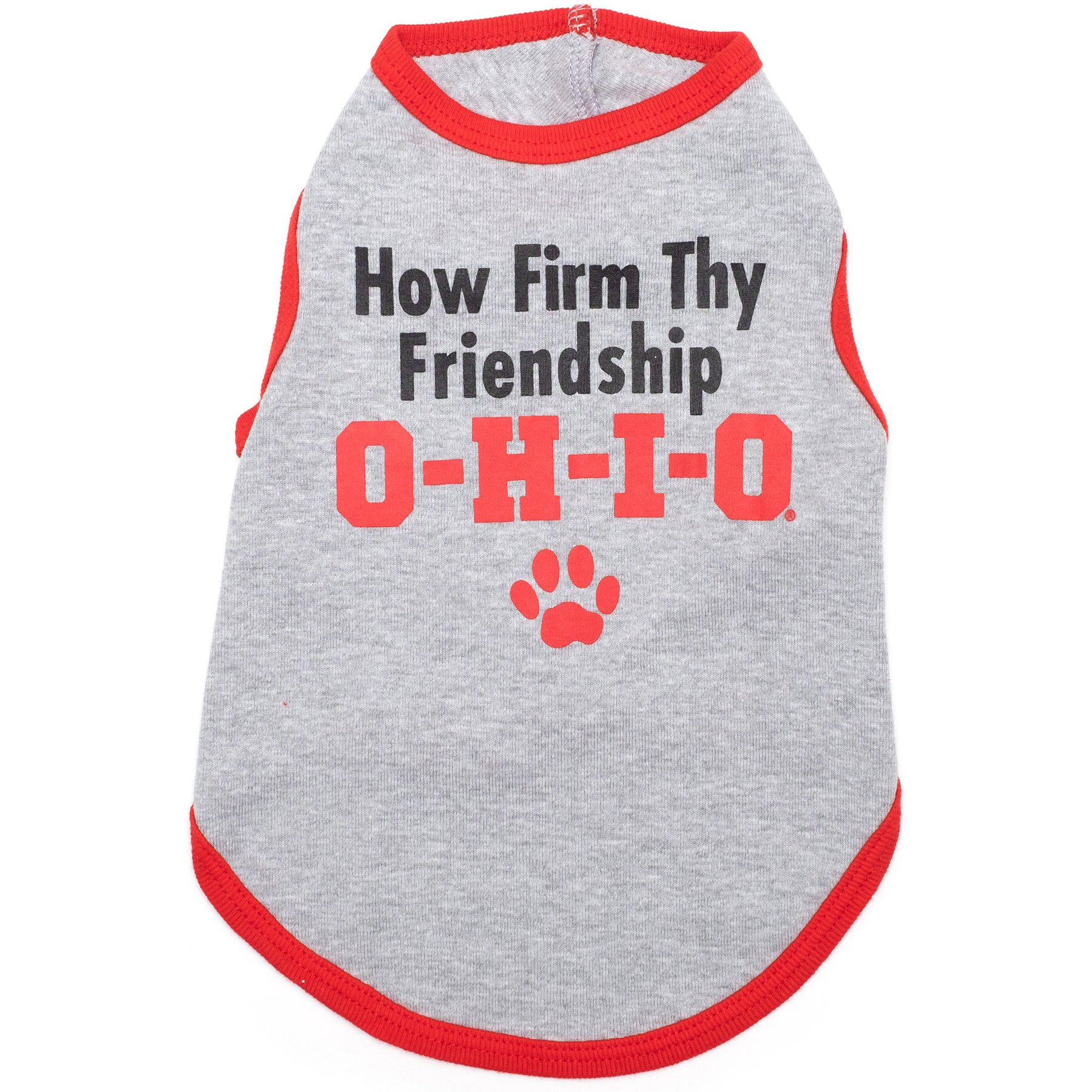 The License House Ohio State How Firm Thy Friendship Tee Dog Shirt, Gray, Small